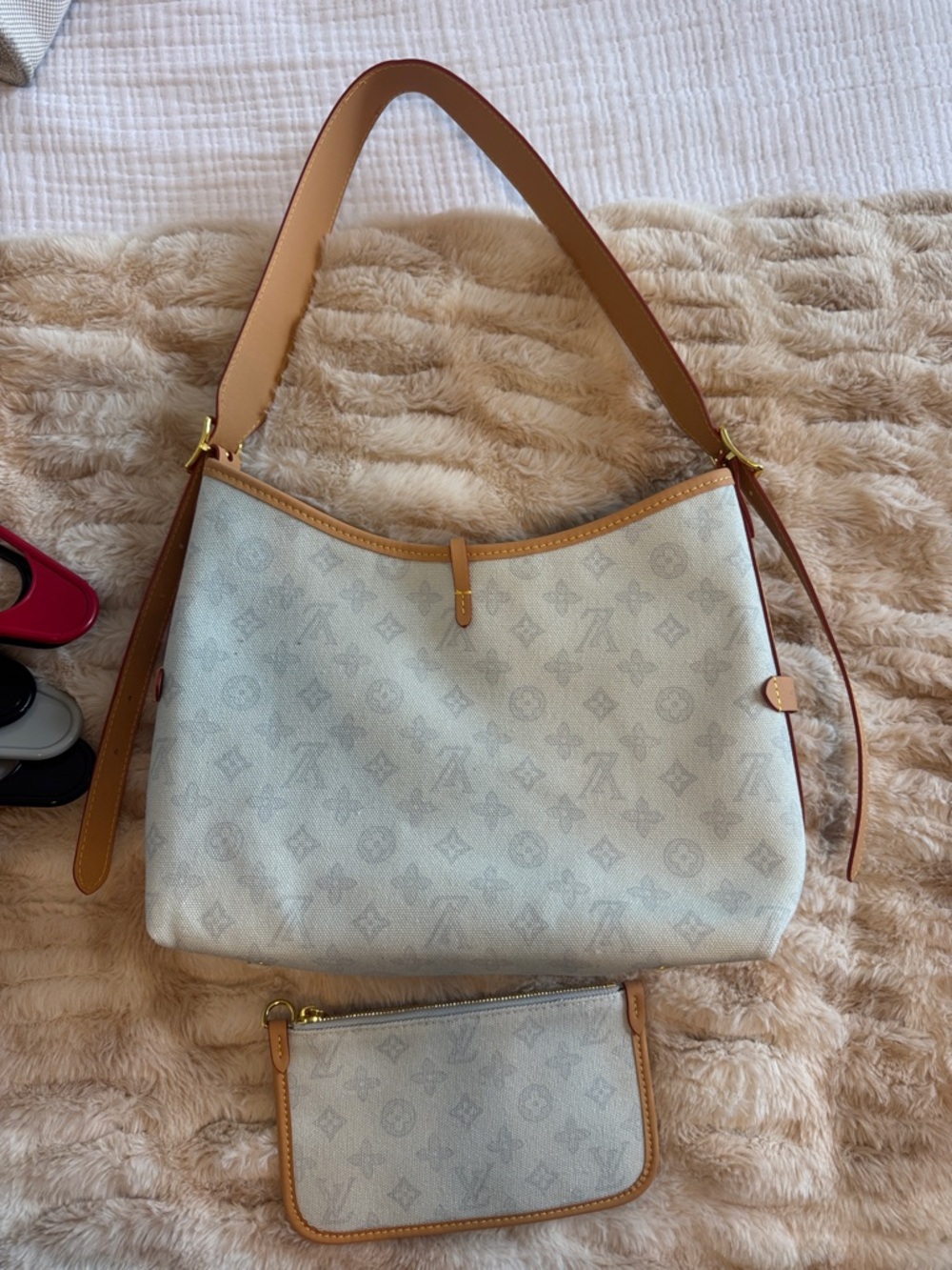 Monogram Hobo Bag with Tan Trim